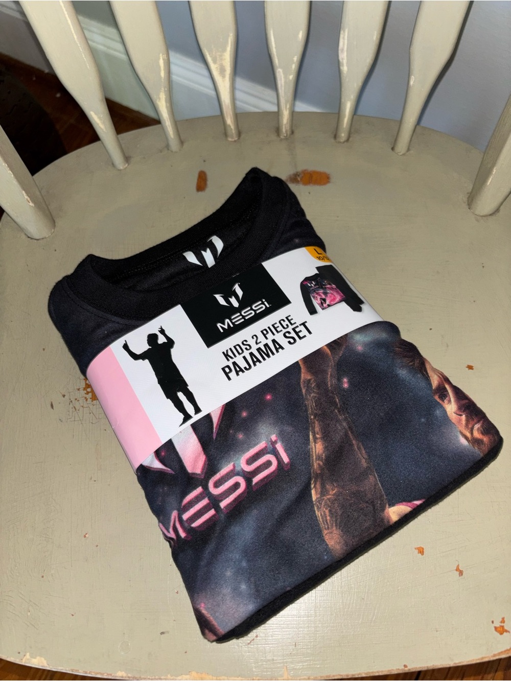Messi Kids  sz 10-12. 2-Piece Pajama Set - Black & Pink
